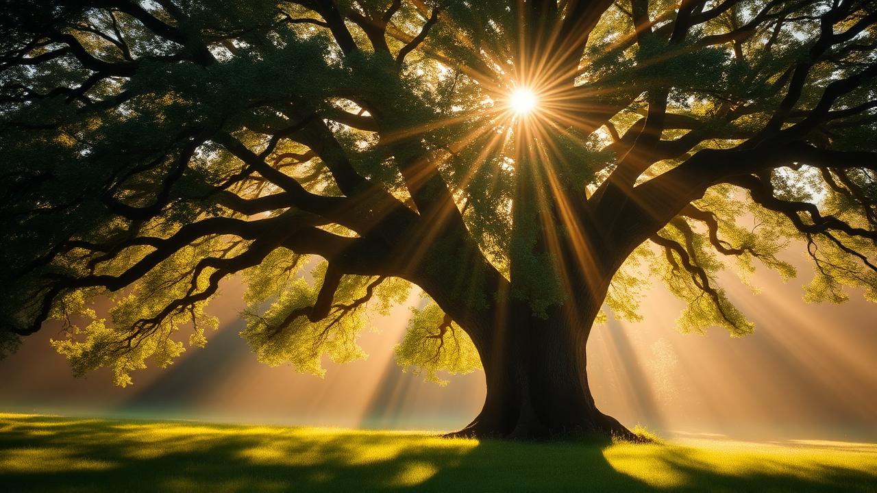Majestic tree at sunrise